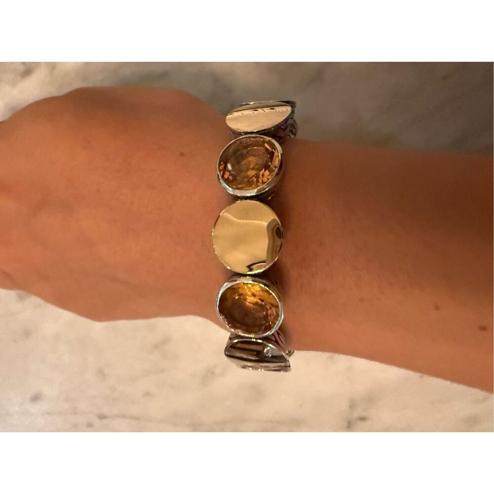 John Hardy Citrine Dot 18k and Sterling flex dot cuff